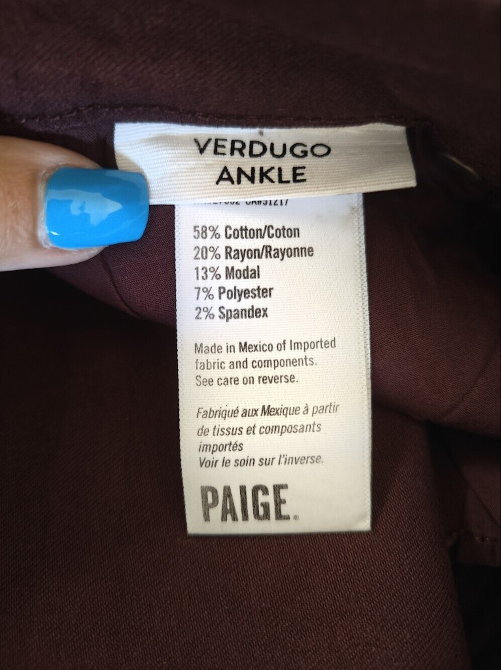 NWT PAIGE Verdugo Ankle Burgundy Women's Jeans Size 26 - Picture 5 of 5